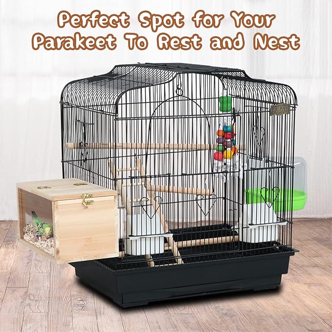 Parakeet Nesting Box Transparent Bird House for Cage Natural Wood Breeding Box for Parrot Parakeet Cockatiel Lovebirds Budgie Conure and Other Small Birds