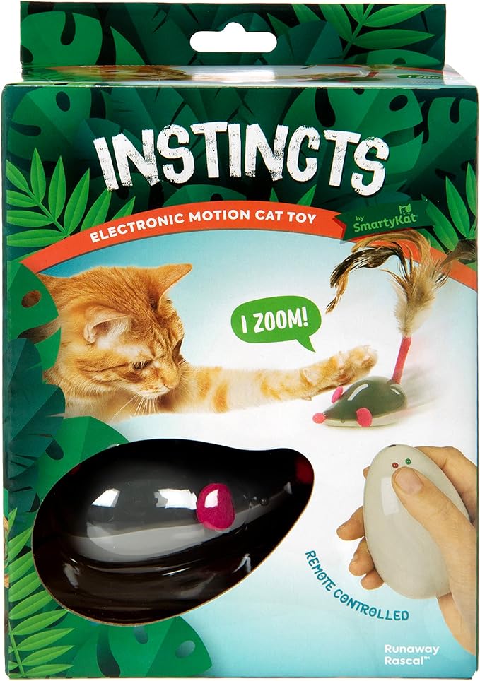 SmartyKat Instincts Runaway Rascal Remote-Controlled Electronic Motion Interactive Cat Toy, Battery-Powered - Gray, One Size