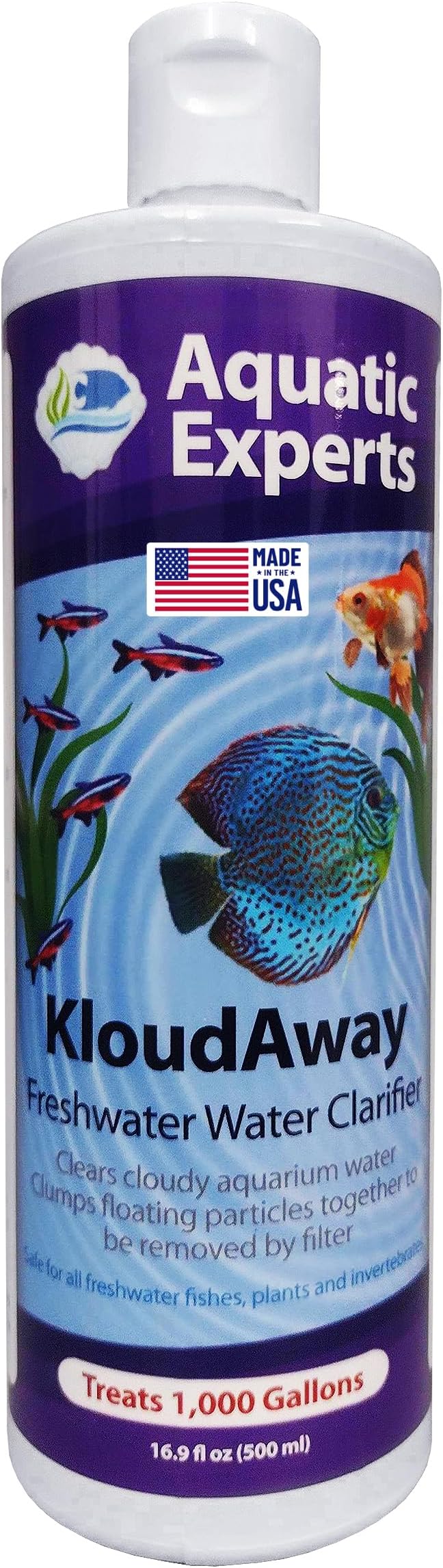 KloudAway Freshwater Aquarium Water Clarifier - Clears Cloudy Water, Water Clarifier for Fish Tank, Made in USA, Aquatic Experts (1 Pack)