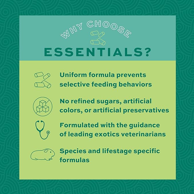 Oxbow Essentials Adult Guinea Pig Food - All Natural Adult Guinea Pig Pellets- No Artificial Ingredients- Veterinarian Recommended- All Natural Vitamins & Minerals- Made in the USA - 25 lb.