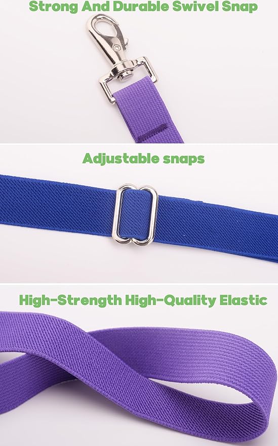 Pack of 6 Adjustable Length Elastic Leg Straps for Horse Blankets,Horse Blanket Sheet Replacement Elastic Leg Strap (4, 2Blue+2Purple)