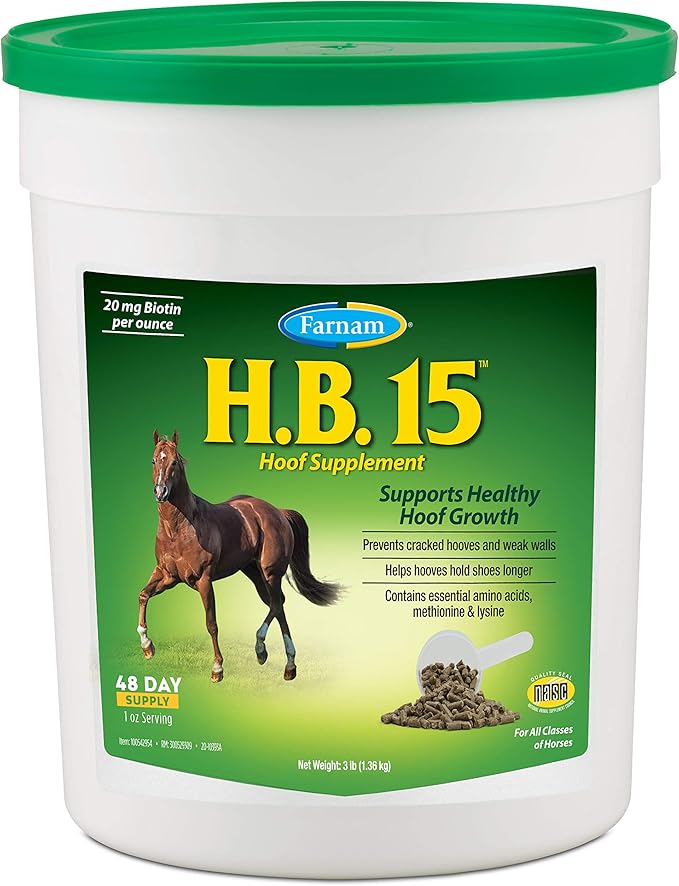 Farnam HB 15 Hoof Supplement, Supports healthy hoof growth 3 pound, 48 Day Supply