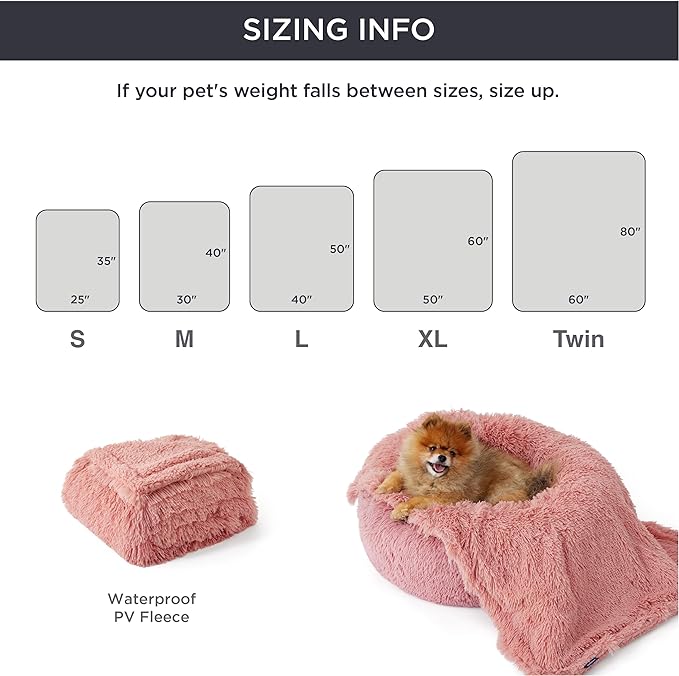 Bedsure Waterproof Dog Blankets for Large Dogs - Calming Cat Blanket for Bed Couch Protector Washable, Long Faux Fur Pet Throw Blanket for Puppy, Reversible Furniture Protection, 60"x80", Pink