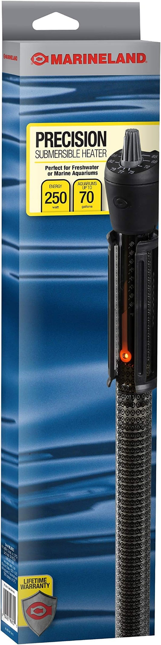 Marineland Precision Submersible Heater, for Freshwater or Saltwater Aquariums, 250-watt