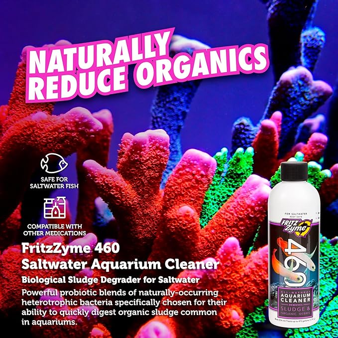 Fritz Aquatics 83369 FritzZyme 460 Biological Conditioner for Salt Water Aquariums, 8-Ounce