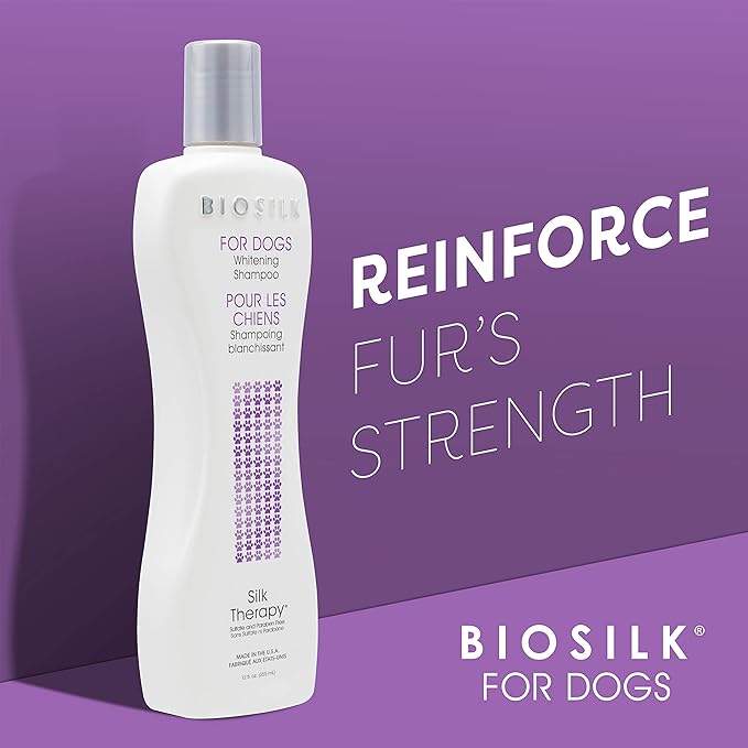 BioSilk for Dogs Silk Therapy Whitening Shampoo | Best Brightening Dog Shampoo for White Dogs to Keep A Clean, White Coat, 12 Oz Shampoo Bottle for All Dogs, Pack of 2