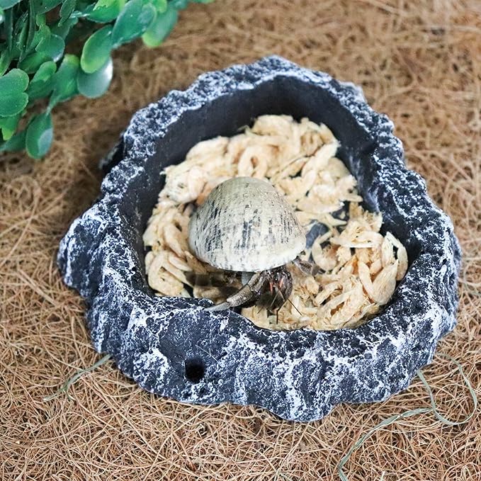 3 Pack Reptile Food Dish, Resin Hermit Crab Food & Water Bowl, Reptile Feeding Food Dish Kit, Tank or Aquarium Accessory, Suitable for Turtle Lizard Hermit Crab Snail Bearded Dragon Leopard Gecko