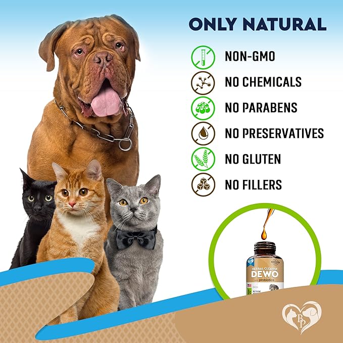 Cats & Dogs Natural Broad Spectrum Treatment & Herbal Medicine for Remove Parasites & Toxins - Probiotic Supplement Drops Made in USA
