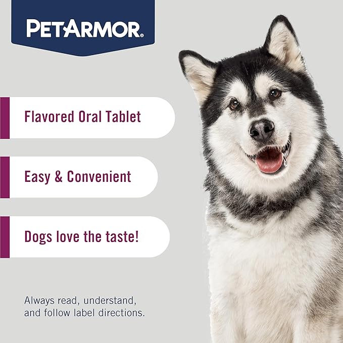 PetArmor 7 Way De-Wormer for Dogs, Oral Treatment for Tapeworm, Roundworm & Hookworm in Large Dogs & Puppies (Over 25 lbs), Worm Remover (Praziquantel & Pyrantel Pamoate), 6 Flavored Chewables