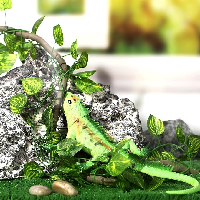 6 Pcs Reptile Plants for Terrarium Decor Reptile Tank Accessories Fake Hanging Plant Vines Artificial Leaves Plants Tank Habitat Decor for Bearded Dragon Lizard Snake Geckos Chameleon