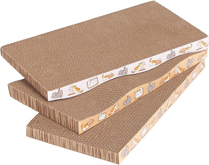 3 Pcs Cat Scratch Pad,Cat Scratcher Cardboard with Premium Reversible Scratch Textures Design Wide Durable Scratching Pad (3 PCS)