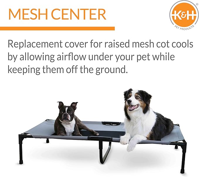 K&H Pet Products Original Pet Cot Replacement Cover (Cot Sold Separately) - Gray/Black Mesh, X -Large 32 X 50 Inches