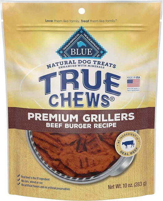 Blue Buffalo True Chews Premium Natural Dog Treats, Beef Burger 10 oz bag
