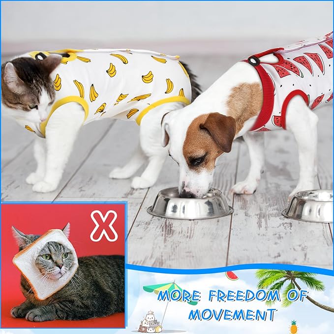 6 Set Cat Recovery Suit After Surgery Female and Male Cat Surgery Suit Kitten Recovery Suit E Collar Alternative Pajama Cat Clothes for Spay Suit Abdominal Skin Anti Licking(Fruit,Medium)