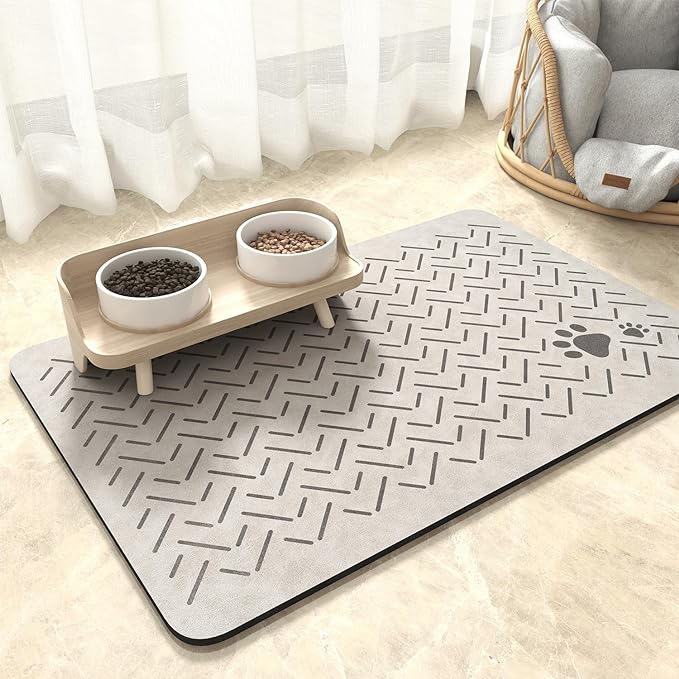 MontVoo-Absorbent Pet Feeding Mat-No Stains Quick Dry Dog Mat for Food and Water Bowl-Rubber Backing Dog Food Mat Dog Water Dispenser Mat-Dog Accessories Pet Supplies-Dog Water Bowl for Messy Drinkers