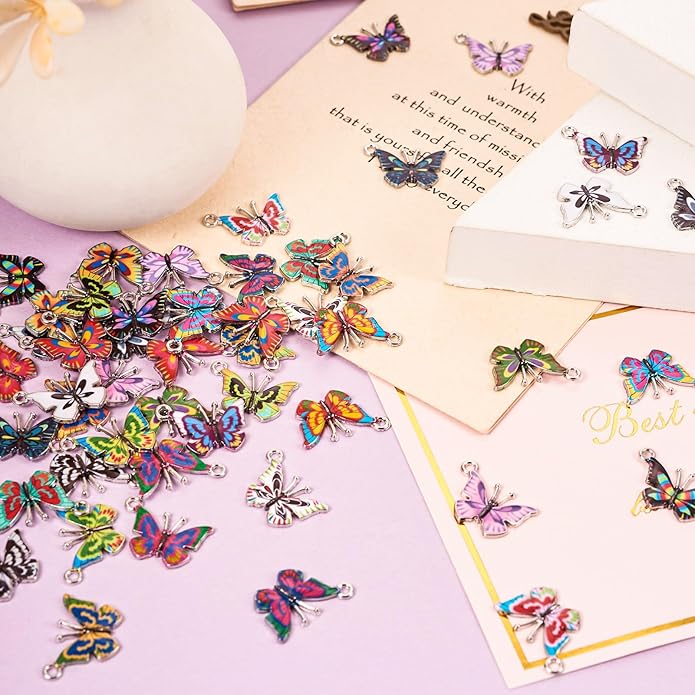 Enamel Animal Theme Charm Flower Cattle Head Cat Butterfly Fox Tortoise Charms Pendants for Earring Necklace Bracelet Keychain Jewelry Craft Making