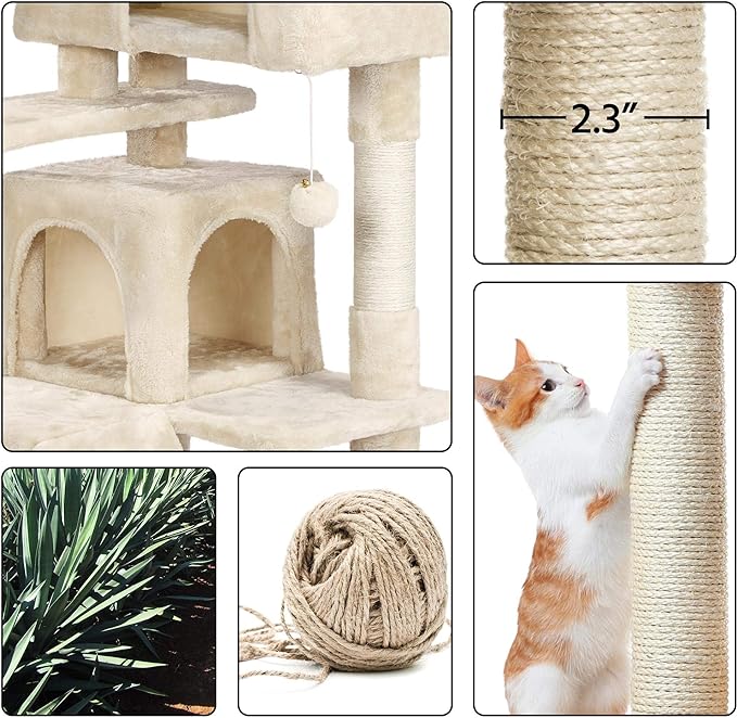 Yaheetech 54in Cat Tree Tower Condo Furniture Scratch Post for Kittens Pet House Play