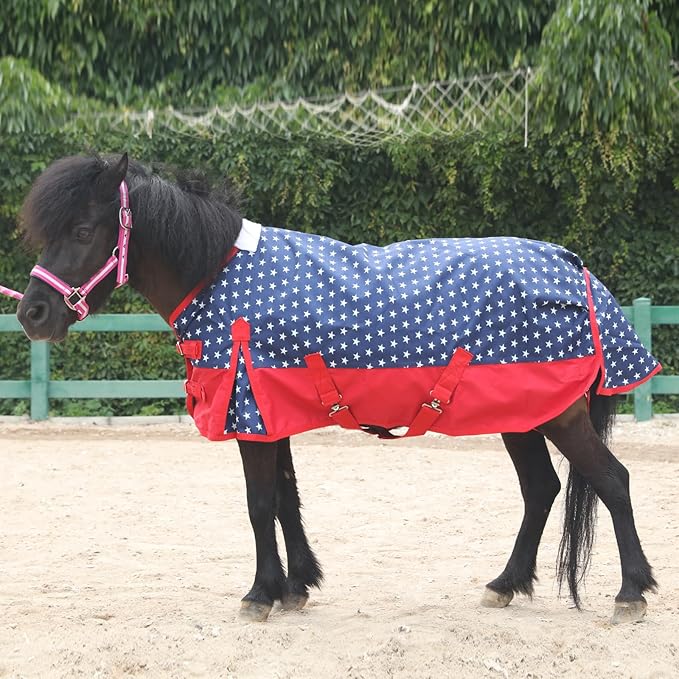 Mini Horse/Pony/Foal/Miniature Size 36"-51" Lightweight Waterproof & Breathable 1200 Denier Turnout Blanket with No Filling Star 39"