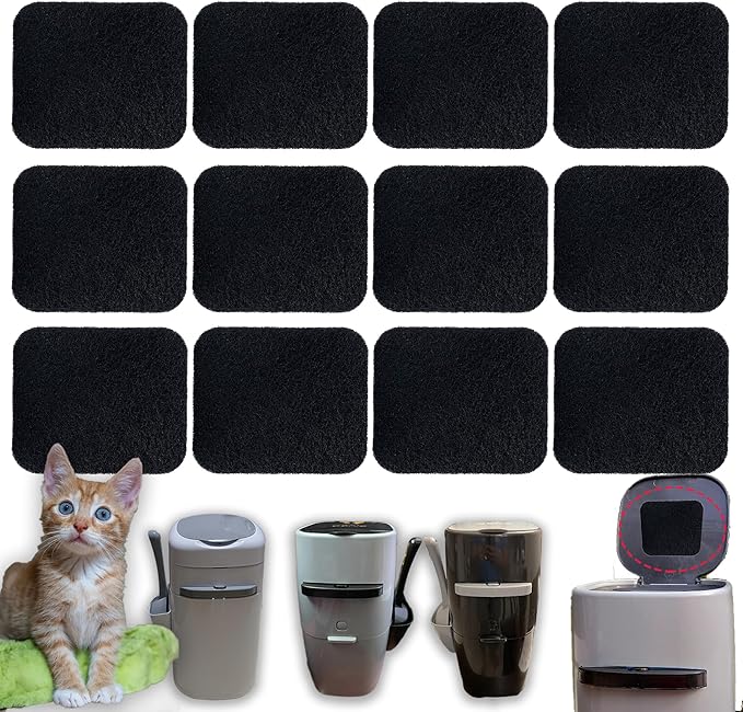 6 Pack Charcoal Filters Replacement for Litter Genie Standard Pail, Activated Charcoal Filters Compatible with Litter Genie Cat Litter Box Waste Disposal System for Odor Control (12)