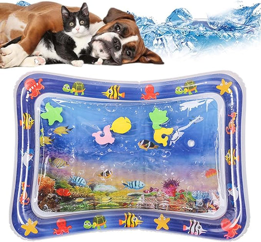 Water Sensor Play Mat for Cats, Sensor Water Playmat, Thickened Sensor Water Mat for Pet, Water Sensory Playmat for Dog Play Feel Cool Comfort