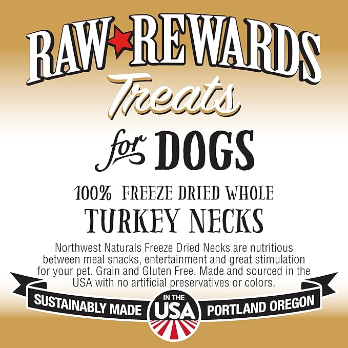 Northwest Naturals Raw Rewards Freeze-Dried Turkey Neck Treats for Dogs and Cats - Bite-Sized Pieces - Healthy, 1 Ingredient, Human Grade Pet Food, All Natural - 6 Oz (Pack of 3) (Packaging May Vary)