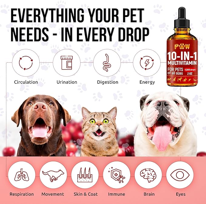 Cat and Dog Vitamins and Supplements | Dog Vitamin | Vitamins for Cats | Multivitamin for Dogs | Cat Supplements & Vitamins | Vitamins for Dogs | Natural Cat Vitamins | 2 oz