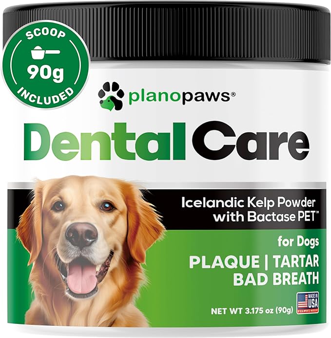 Dog Teeth Cleaning Powder - Dog Plaque and Tartar Remover - Dental Powder for Dogs Teeth with Bactase PET - Dog Breath Freshener to Help Overall Dog Dental Care - Ideal for Mouth, Teeth and Gum Health