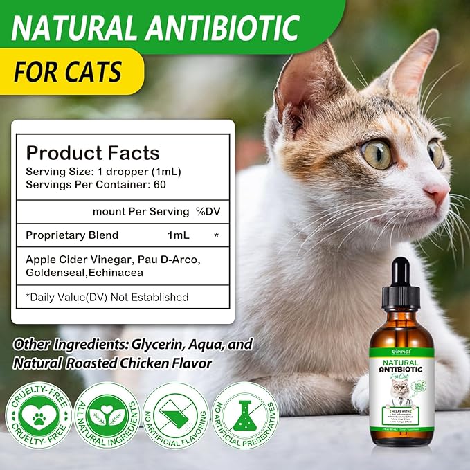 Cat Antibiotics for Infection Wounds,Natural Cat Antibiotics for UTI,for Cats Ear Infection & Upper Respiratory Infection & Infection Stomitas,Supports Immune & Cats Allergy Relief, Cats Multivitamin