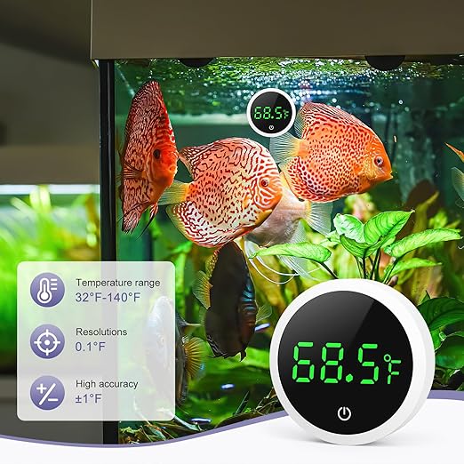 JXTZ 2 Pack Aquarium Thermometer, Mini Digital LED Fish Tank Thermometer with High Precision, Touch Wake-up, Range of 32℉-140°F, Water Thermomete for Freshwater Marine Aquariums