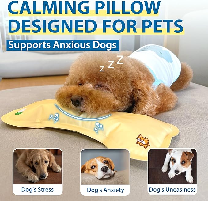 Cooling Pillow for Small to Medium Dogs and Cats, Versatile Cooling Solution for Dog Beds, Cooling Mat, Crates and Kennels, Cream Yellow, Medium Size for Up to 45 lbs