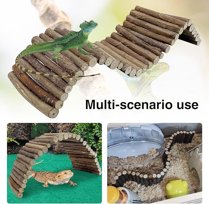 Hamiledyi Leopard Gecko Tank Accessories, Reptile Vines Plants with Coconut Shell Ladder Hideout Hut Hermit Crab Decor for Bearded Dragon Lizard Chameleon Tortoise Snake Play Rest