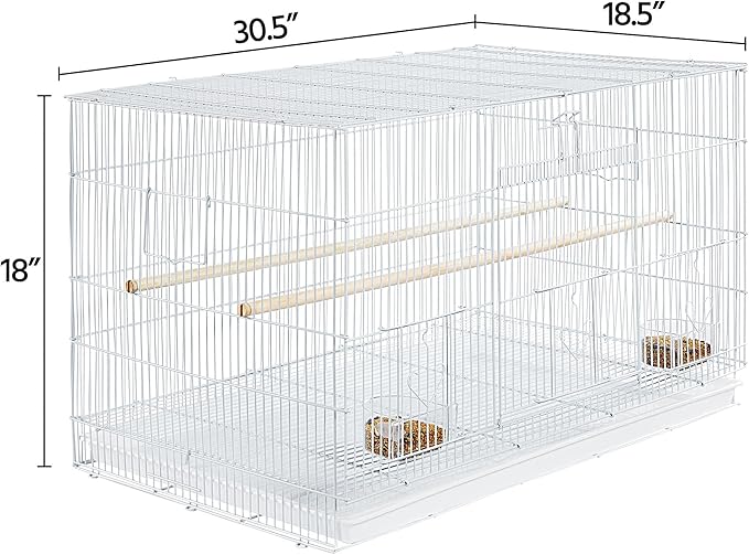 Yaheetech 30-inch Stackable Flight Bird Cages for Parakeets Cockatiels Conures Finches Budgies Lovebirds Canaries Small Birds Parrots Birdcage, White