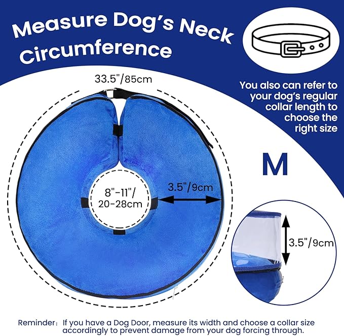 BARKLESS Dog Cone, Inflatable Dog Cone after Surgery for Small Medium Large Dogs, Soft Cones with Enhanced Anti-Licking Guard Shield for Pets, Protective Dog Donut Collar