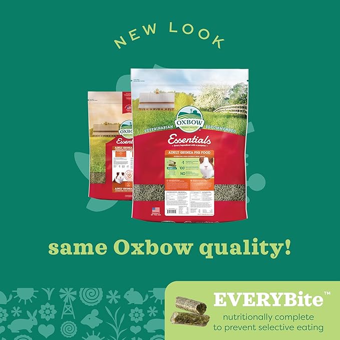 Oxbow Essentials Adult Guinea Pig Food - All Natural Adult Guinea Pig Pellets- No Artificial Ingredients- Veterinarian Recommended- All Natural Vitamins & Minerals- Made in the USA - 25 lb.