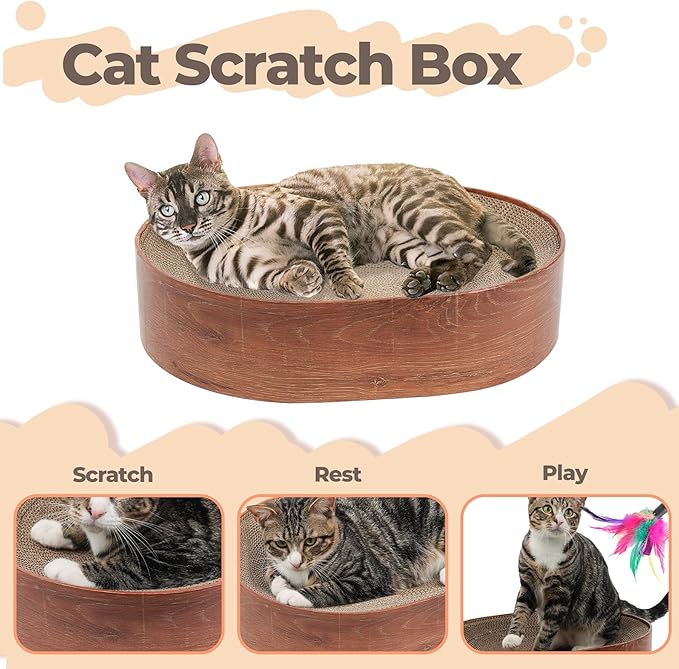 ComSaf Cat Scratching Board, Corrugated Cardboard Cat Scratcher Bed Lounge Durable Long Lasting, Cat Scratch Pad for Indoor Cats Protecting Furniture, 17 Inch x13 Inch (Oval)
