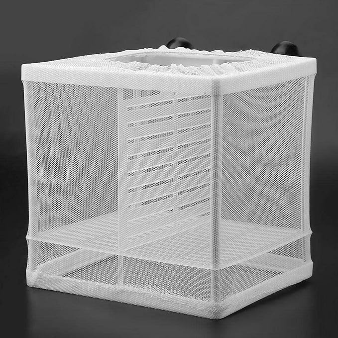 Aquarium Fish Breeder Box, Hatching Box, Juvenile Fish Spawning Incubator, Water Isolation Net Hatcher, Nylon Mesh Fish Fry Hatchery Breeder Box Separation Net（White 3 Rooms S）