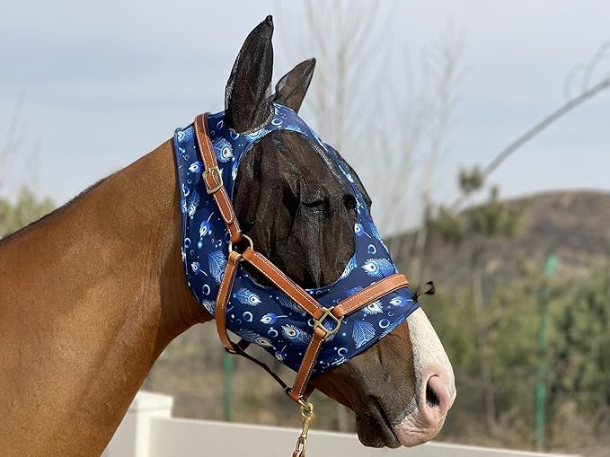 TGW RIDING Horse Fly Mask Super Comfort Horse Fly Mask Elasticity Fly Mask with Ears We Only Make Products That Horses Like (Spring Green, M)