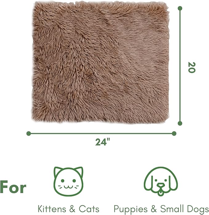 Self Warming Cat Mat, 24''*20'' Non-Skid Thermal Pet Mat, Cat Blanket for Indoor Cats, Washable Outdoor Insulation for Cat House, Carrier Cat Bed, Brown