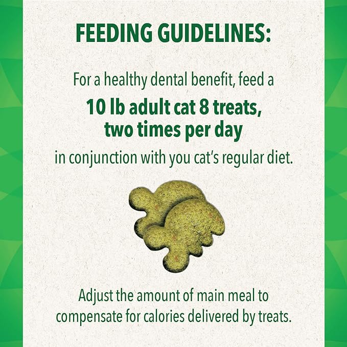 Greenies Feline Adult Natural Dental Cat Treats, Oven Roasted Chicken Flavor, 9.75 oz. Tub