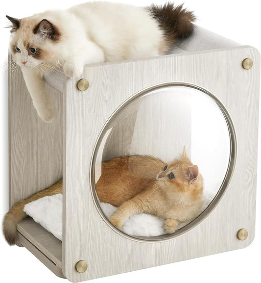 Feandrea Clickat Collection - No.010 Cat Cave, Cat Wall Condo House with Hammock, Observation Window, Extremely Quick Assembly, Unlimited Expandability, Replaceable Module and Cushion