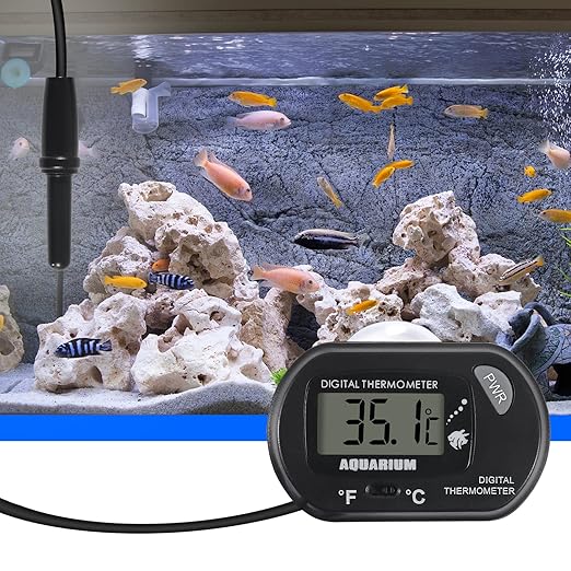 AITRIP 1 Pack Aquarium Thermometer, Fish Tank Thermometer,with Large LCD Display， Digital Thermometer, Reptile Thermometer, Terrarium Water Temperature Test