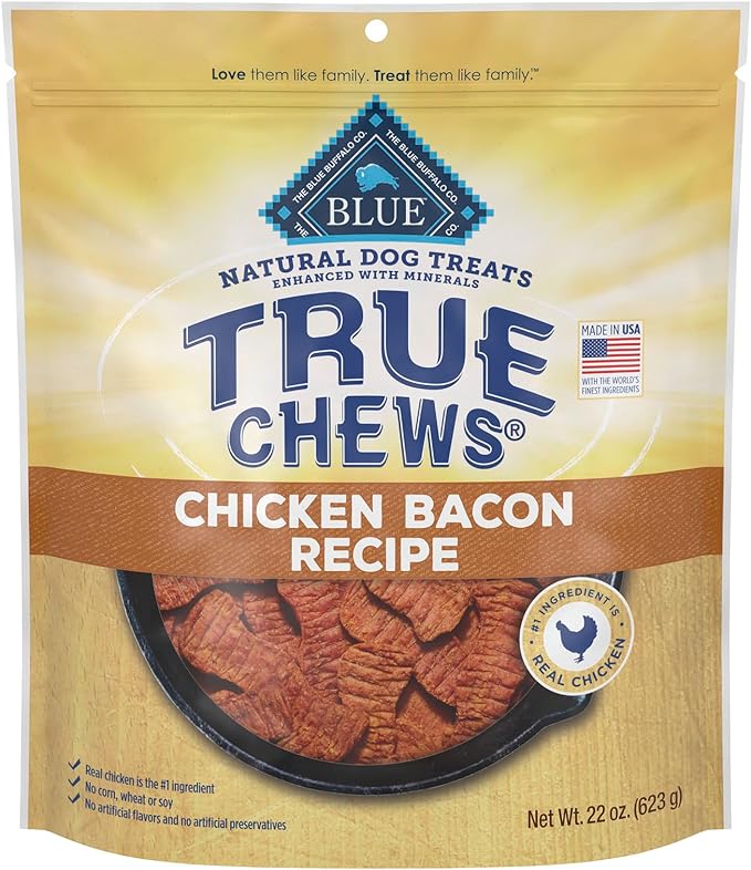 Blue Buffalo True Chews Natural Dog Treats, Chicken Bacon Recipe, 22 oz bag