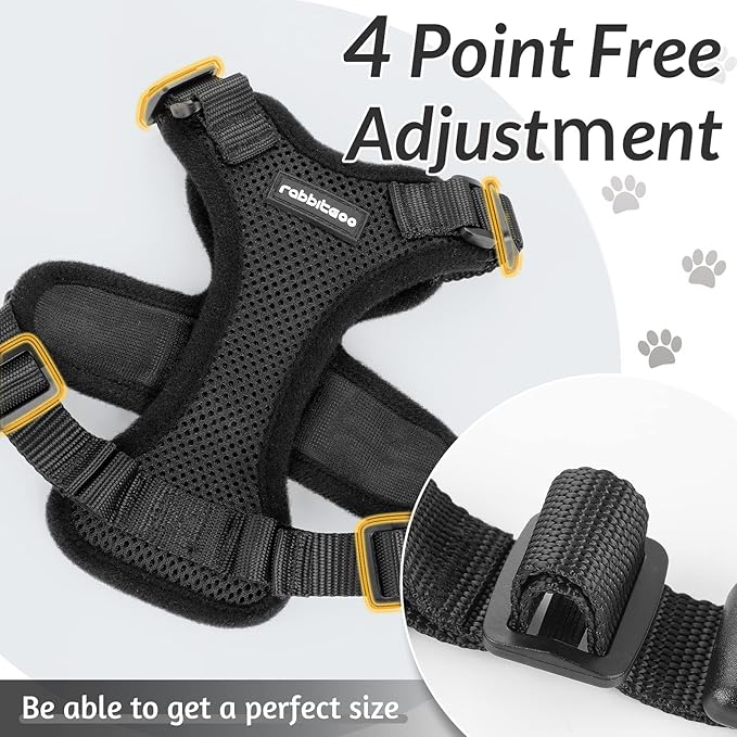 rabbitgoo Cat Harness and Leash for Walking, Escape Proof Soft Adjustable Vest Harnesses for Cats, Easy Control Breathable Reflective Strips Jacket, Black, XXS