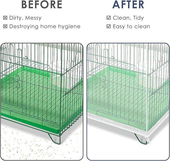Bissap Bird Cage Seed Catcher, 59-86'' X16'' Universal Birdcage Net Nylon Adjustable Mesh Stretchy Skirts Cover for Parrot Cage Seed Guard (Not Include Birdcage)- White