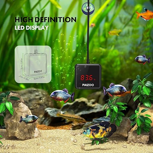 Aquarium Thermometer, LED Digital Thermometer for Fish Tank with USB Power, Highly Accurate Waterproof Temperature Gauge with Suction Cup and 6.5ft Power Cord for Saltwater and Freshwater