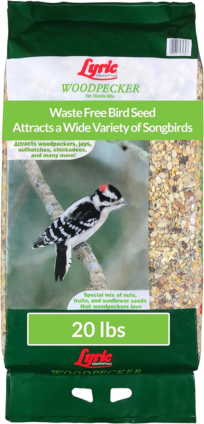 Lyric Woodpecker Wild Bird Seed - No Waste Bird Seed with Nuts, Dried Fruit & Shelled Seeds - 20 lb bag