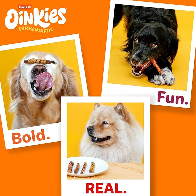 Oinkies Chickentastic Hearty Twists Dog Treats with Real Chicken Breast, Sweet Potato, and Smoked Pork, Long-Lasting Yet Highly Digestible, 120 CT