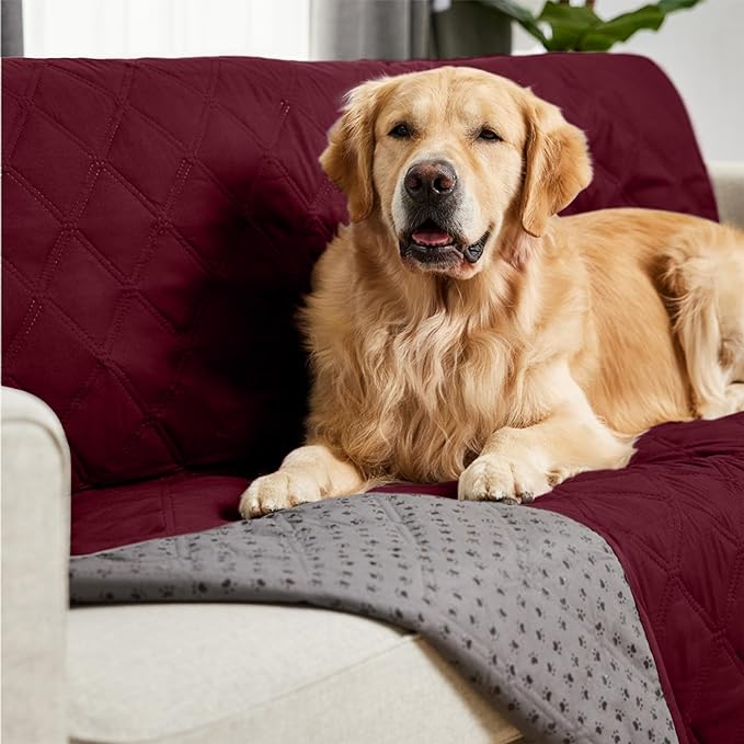 Gorilla Grip 100% Waterproof Dog Blanket 82x102, Pet Friendly Throw Essential for Large Dogs, Tear and Slip Resistant Leakproof Washable Couch Cushion Protector Cover for Indoor Furniture, Burgundy