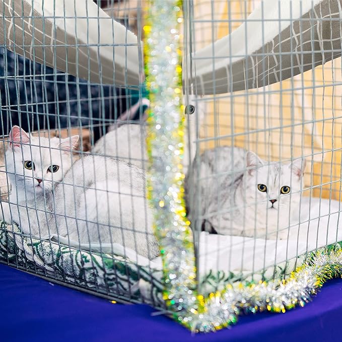 2 Pieces Reversible Cat Hanging Hammock Soft Breathable Pet Cage Hammock with Adjustable Straps and Metal Hooks Double-Sided Hanging Bed for Cats Small Dogs Rabbits (Cat and Plaid,L)