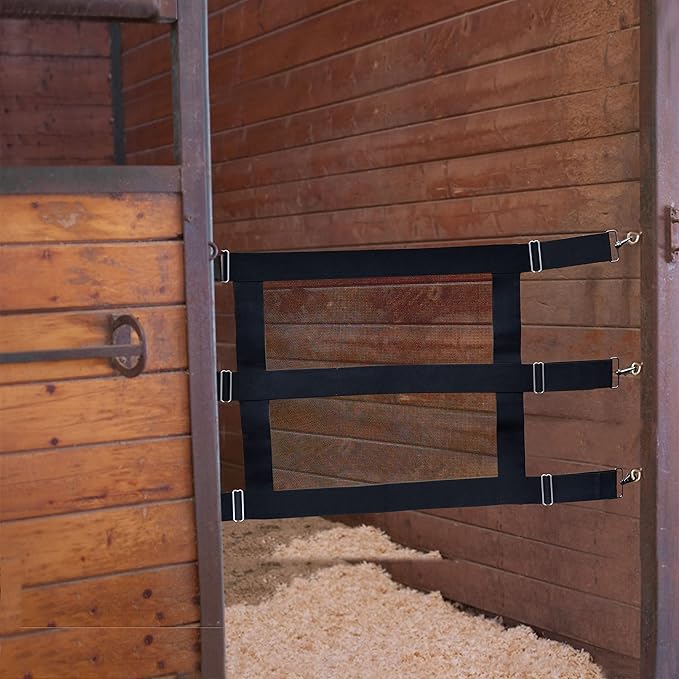 Adjustable Horse Stall Guard Keep Horse Securely in Stall with Mesh Allow Air Flow